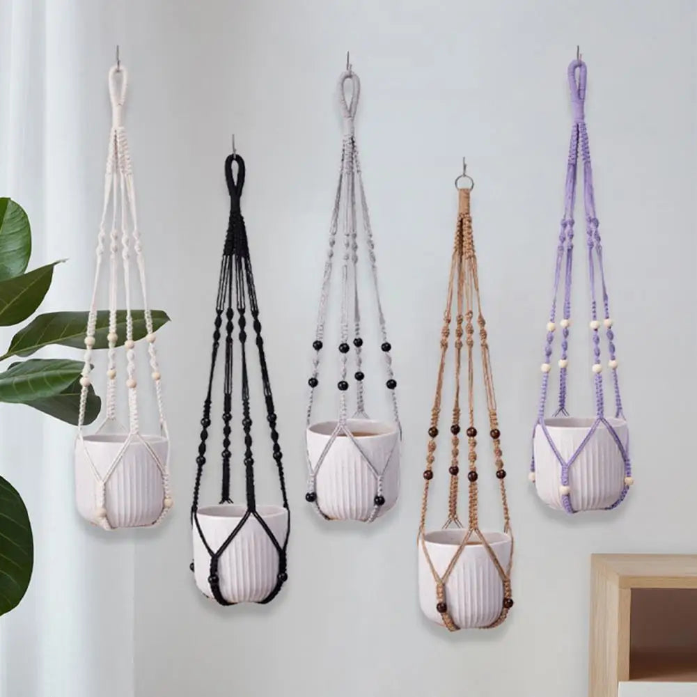 Boho Macrame Plant Hanger Set — 
Strong Cotton Rope Hanging Basket 
for Home & Garden Flower Pot Decor
