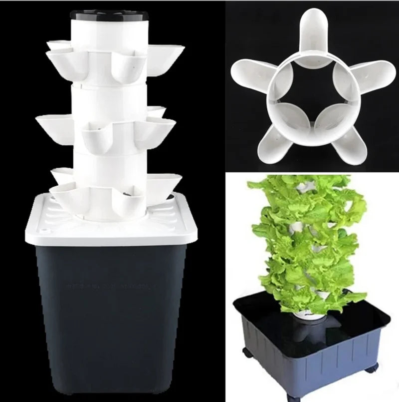 Vertical Hydroponic Growing Tower — DIY Balcony & Garden Greenhouse Vegetable Planter