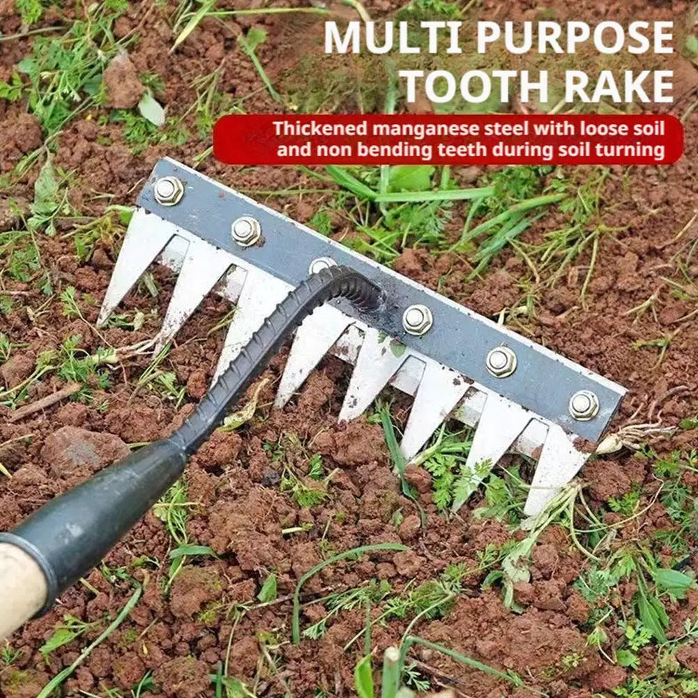 Garden Hoe Weeding Tool — Soil 
Loosening & Digging Rake for 
Vegetable Patch & Farm Gardening