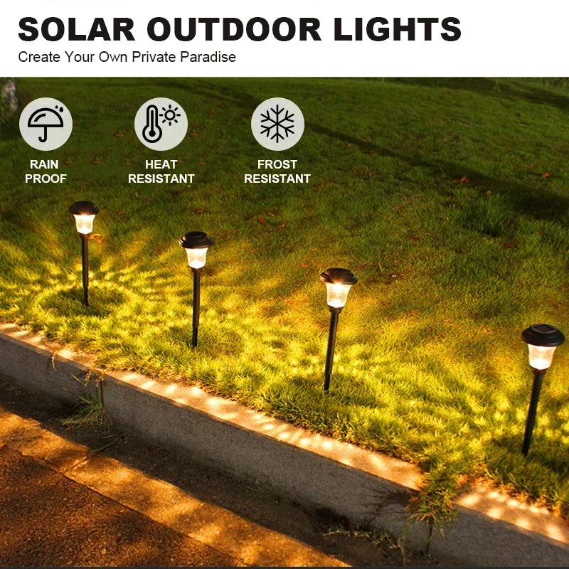 Solar LED Pathway Stake Lights IP65 
Waterproof — Glass Garden Path Lights 
for Yard, Patio & Walkway Lighting