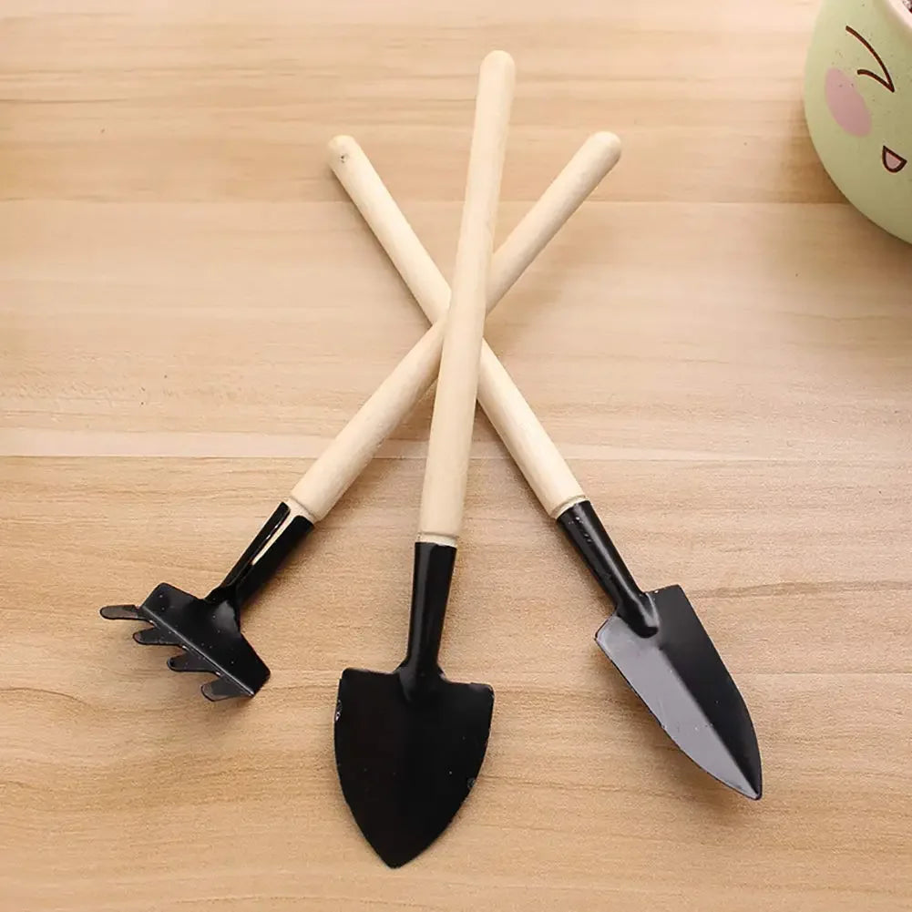 Mini Garden Tools 3 Piece Set — 
Shovel, Rake & Trowel for Indoor 
Plants, Potting & Soil Gardening