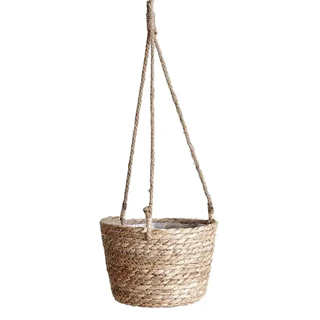 Macrame Hanging Plant Holder — 
Jute Rope Woven Basket for Indoor 
& Outdoor Flower Pots & Home Decor