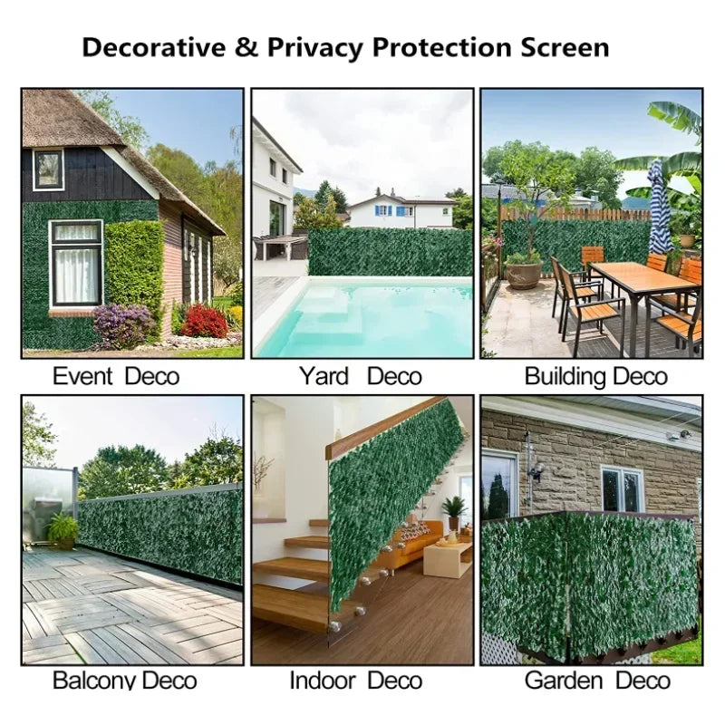 Artificial Ivy Privacy Screen Panel — Faux Green Hedge Wall for Garden & Balcony