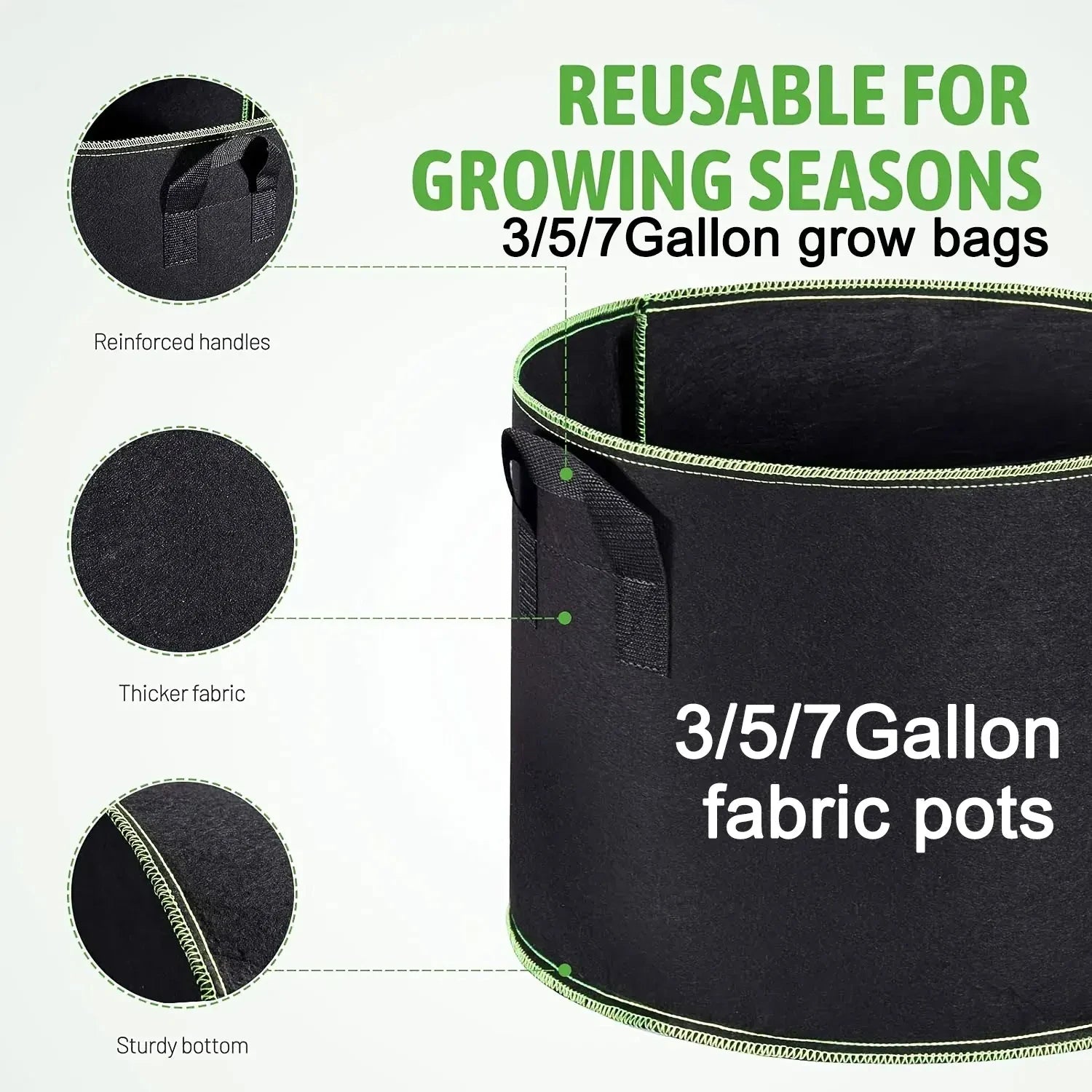 Fabric Grow Bags 5-15 Gallon — 
Potato, Tomato & Vegetable Planter 
Bags for Garden & Gifting