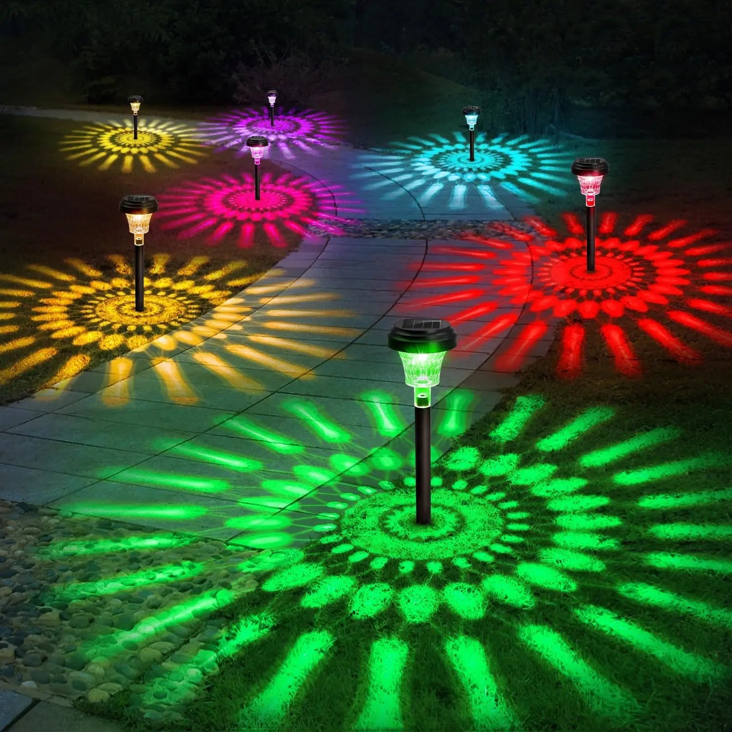 Solar Mushroom Garden Stake Lights — 
Vibrant LED Pathway Lights for 
Walkways, Lawn & Driveway Decor