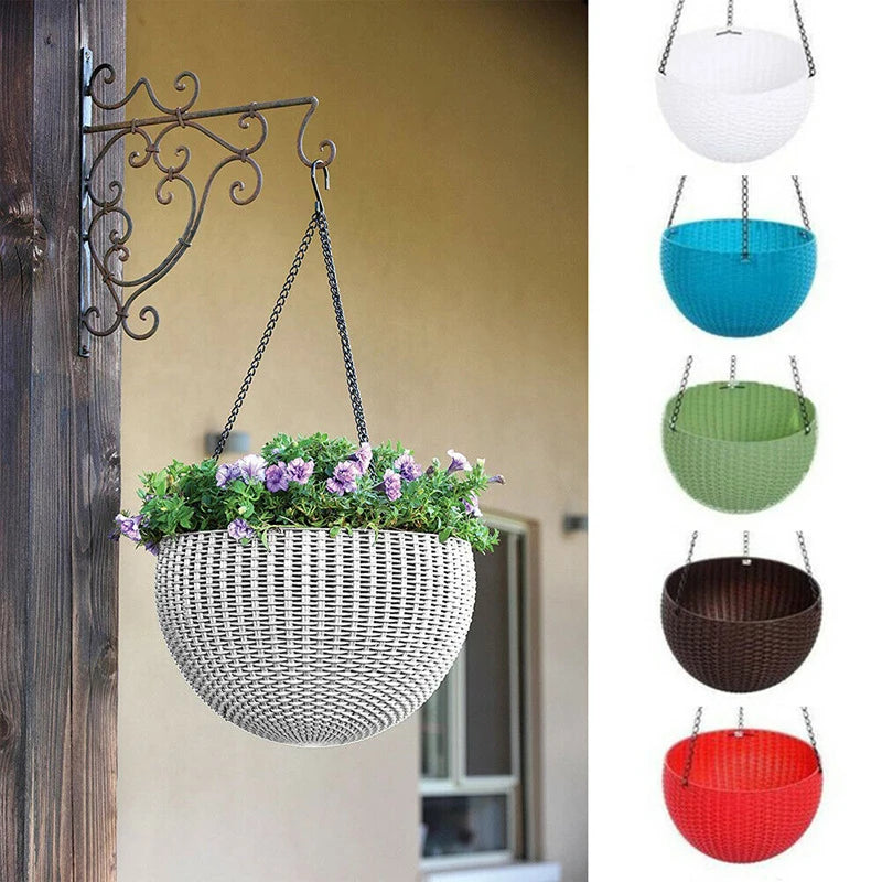 Resin Hanging Plant Pot Basket — 
Wall Mounted Flower Pot Holder 
for Outdoor Garden & Wall Decor