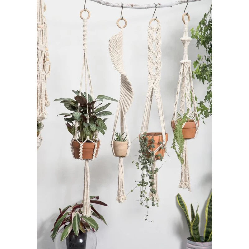 Handmade Macrame Plant Holder 100% 
Cotton — Hanging Basket for Wall, 
Courtyard & Garden Flower Pots