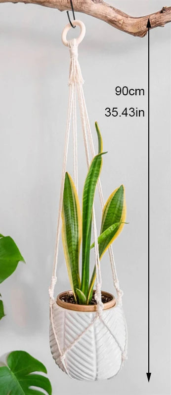 Handmade Macrame Plant Holder 100% 
Cotton — Hanging Basket for Wall, 
Courtyard & Garden Flower Pots