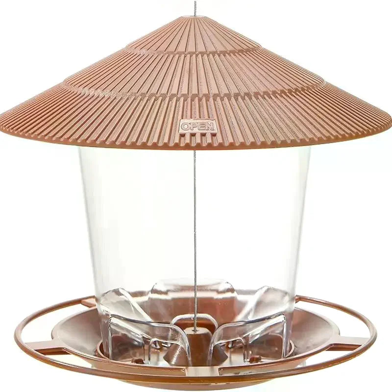 Automatic Hanging Gazebo Bird Feeder House | Outdoor Garden Wild Bird Feeding Station with Rope