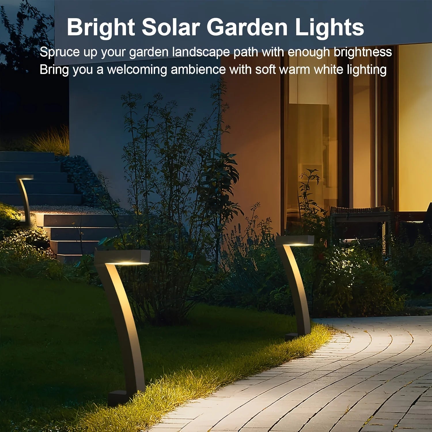 Solar Pathway Lights Waterproof — 
Auto On/Off Walkway Lights for 
Driveway, Yard, Lawn & Patio
