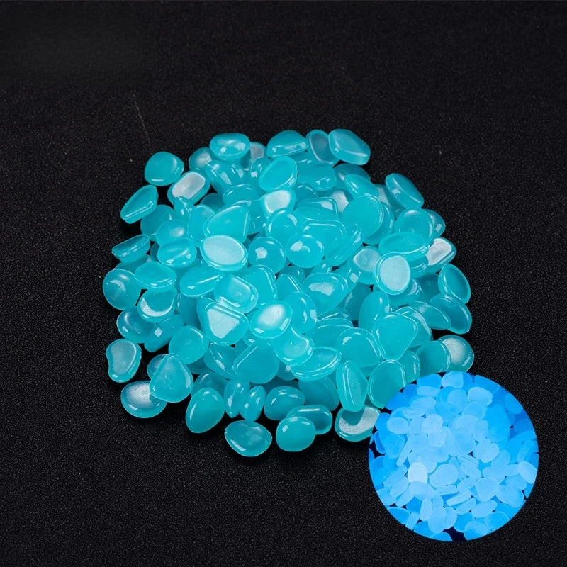 500Pcs Glow in The Dark Garden Pebbles, Gardening Luminous Glow Stones Outdoor Decor Glowing Water Fish Tank Gravel
