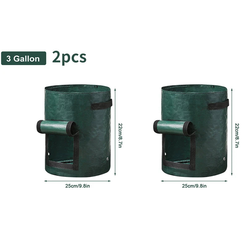PE Fabric Grow Bags 3-10 Gallon — 
DIY Vegetable Planter for Potato, 
Onion & Garden Plant Growing