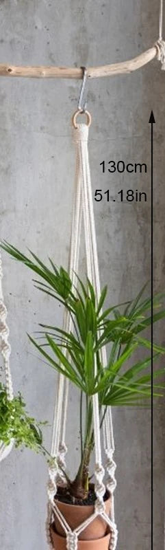 Handmade Macrame Plant Holder 100% 
Cotton — Hanging Basket for Wall, 
Courtyard & Garden Flower Pots