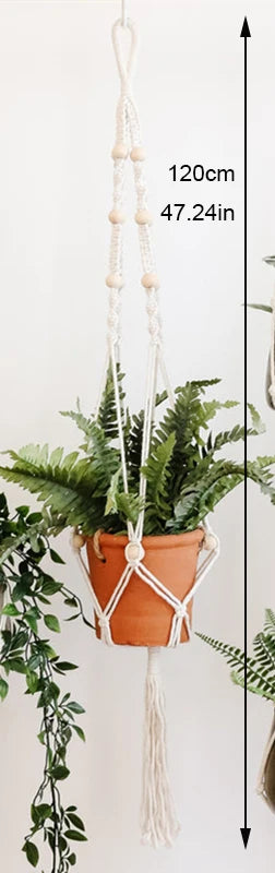 Handmade Macrame Plant Holder 100% 
Cotton — Hanging Basket for Wall, 
Courtyard & Garden Flower Pots