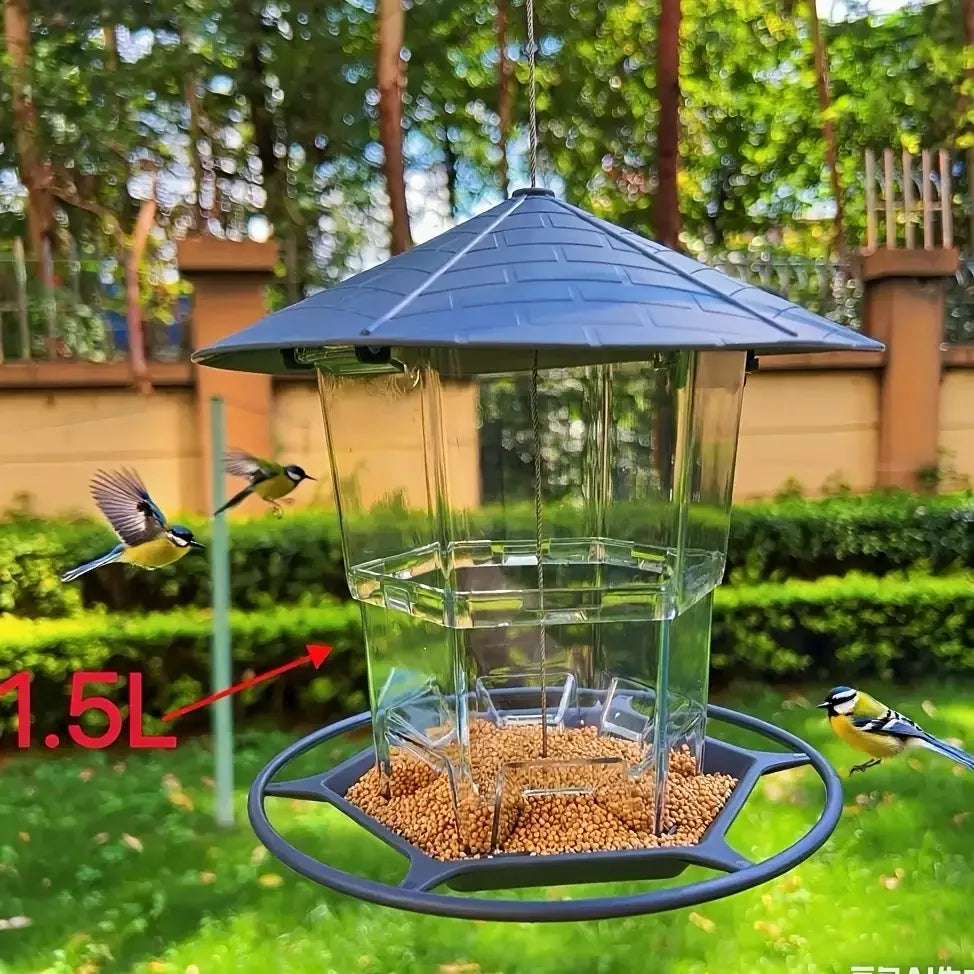 Automatic Hanging Hummingbird & Wild Bird Feeder — Outdoor Garden Courtyard