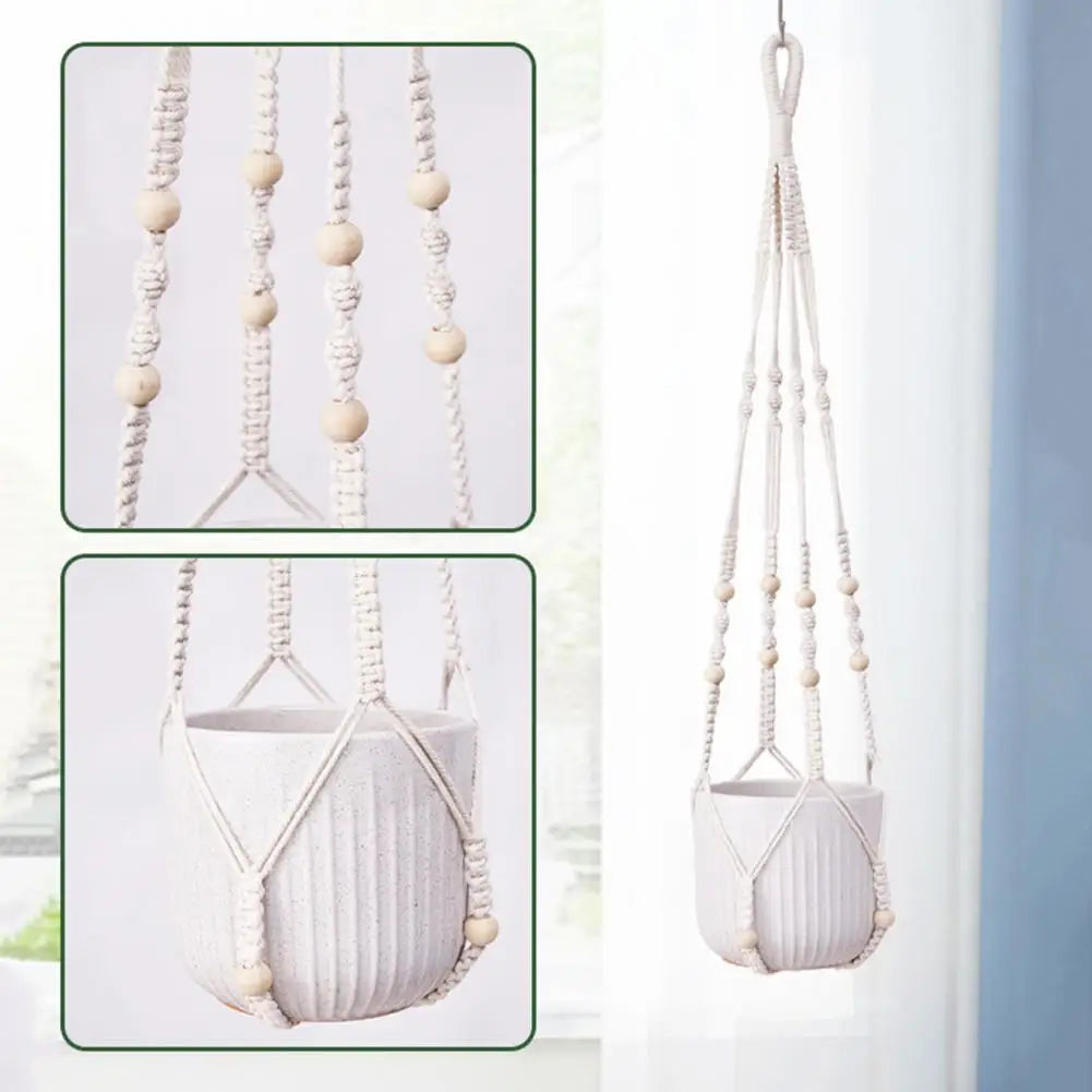Boho Macrame Plant Hanger Set — 
Strong Cotton Rope Hanging Basket 
for Home & Garden Flower Pot Decor
