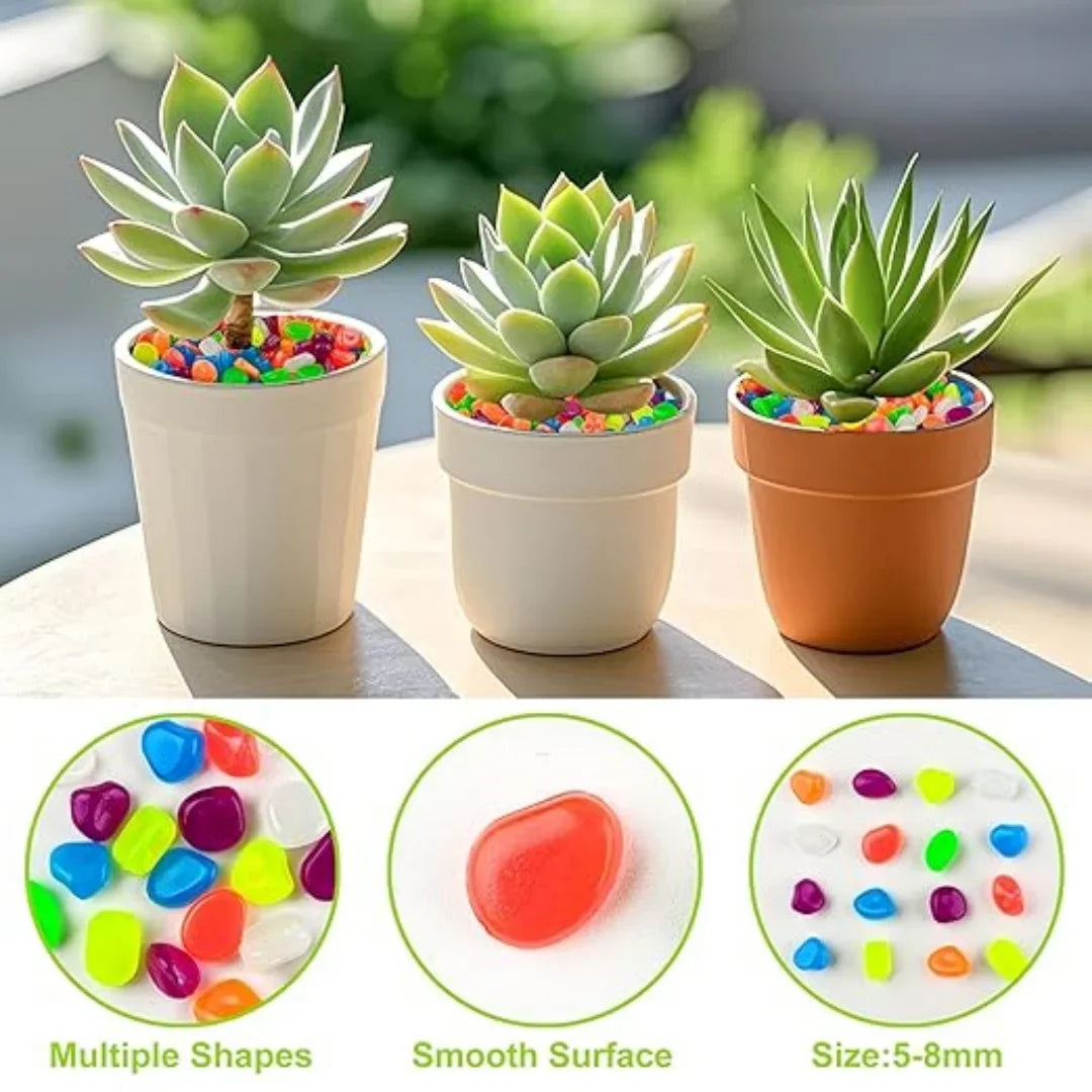 500Pcs Glow in The Dark Garden Pebbles, Gardening Luminous Glow Stones Outdoor Decor Glowing Water Fish Tank Gravel