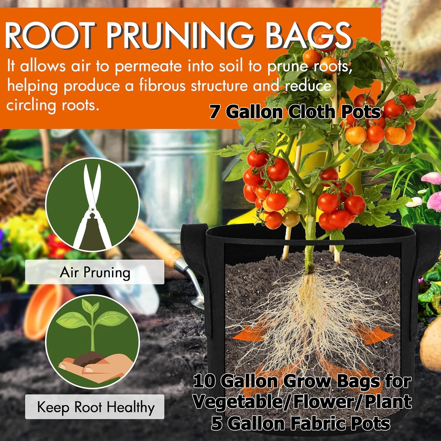 Fabric Grow Bags 5-15 Gallon — 
Potato, Tomato & Vegetable Planter 
Bags for Garden & Gifting