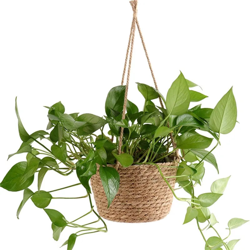 Macrame Hanging Plant Holder — 
Jute Rope Woven Basket for Indoor 
& Outdoor Flower Pots & Home Decor