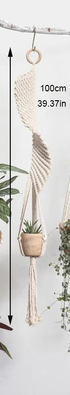 Handmade Macrame Plant Holder 100% 
Cotton — Hanging Basket for Wall, 
Courtyard & Garden Flower Pots