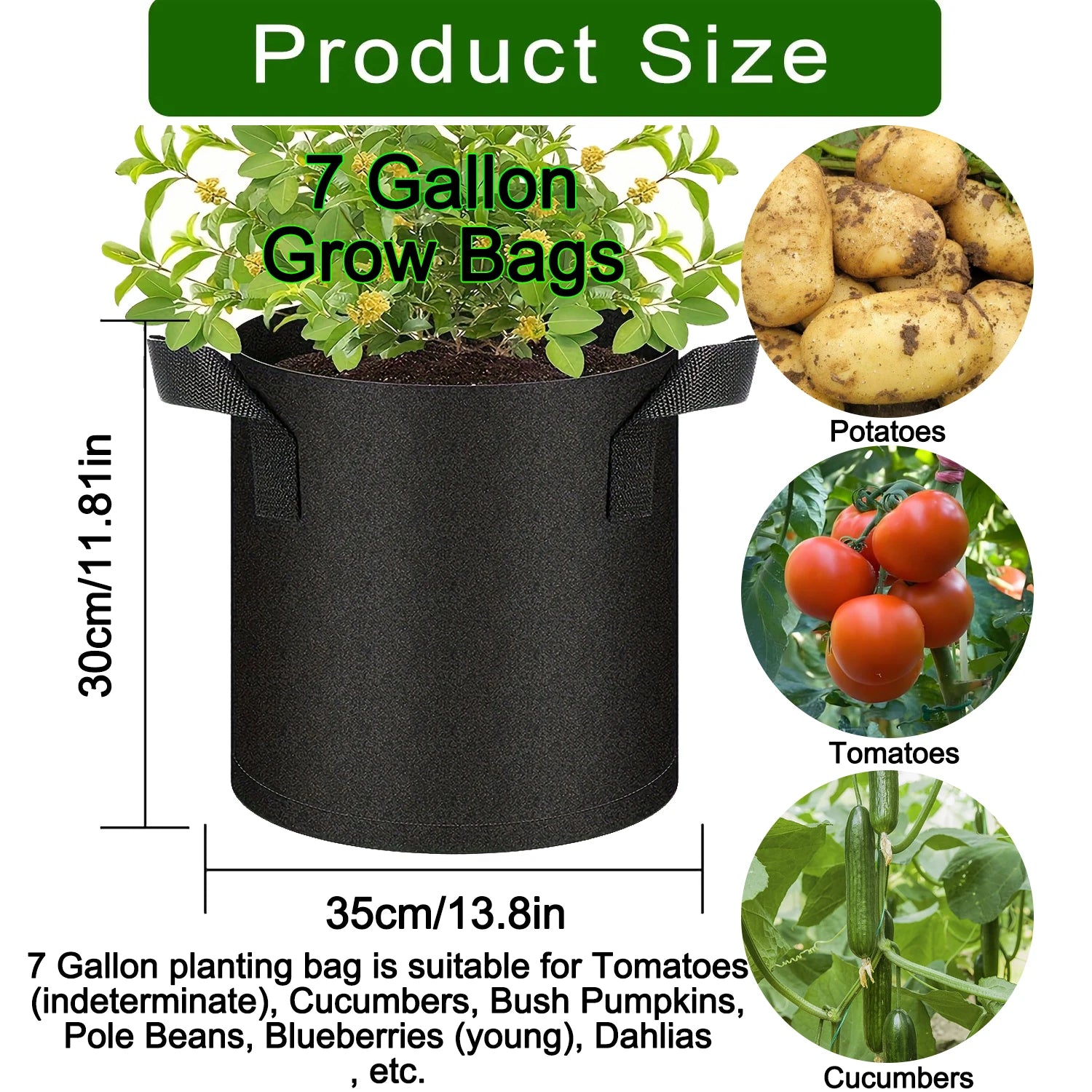 Fabric Grow Bags 5-15 Gallon — 
Potato, Tomato & Vegetable Planter 
Bags for Garden & Gifting