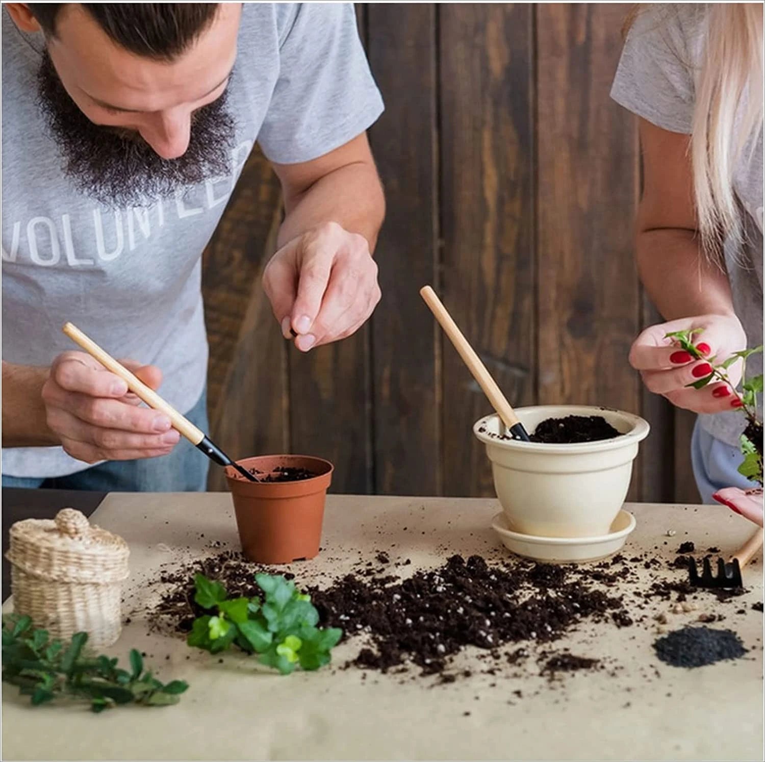 Mini Garden Tools 3 Piece Set — 
Shovel, Rake & Trowel for Indoor 
Plants, Potting & Soil Gardening