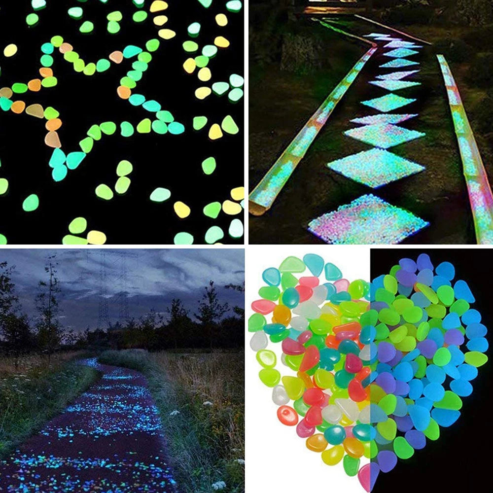 Glow in the Dark Garden Pebbles — 
Luminous Stones for Pathways, 
Lawn & Patio Decor (100pcs)