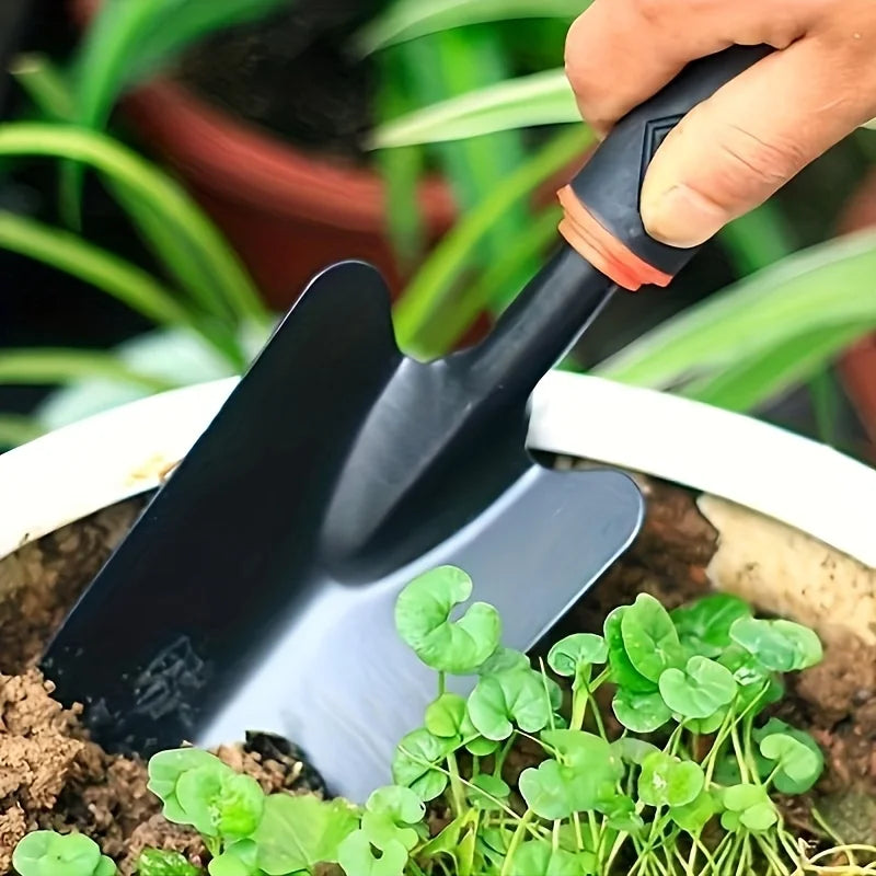 4 Piece Outdoor Garden Tool Set — 
Small Shovel, 5 Prong Rake & 
Double Headed Rake for Planting